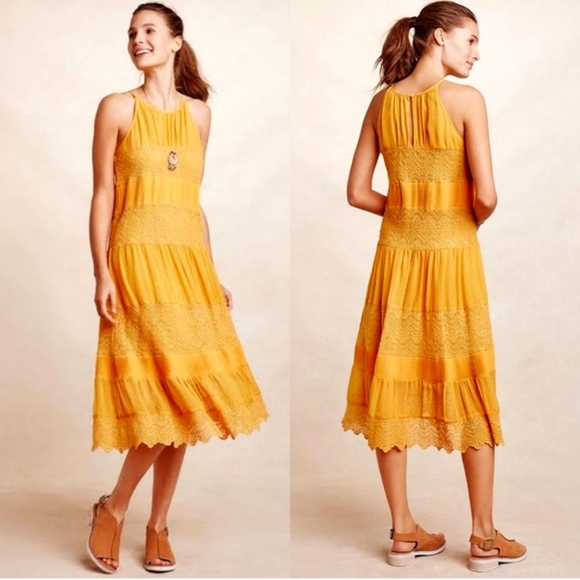 Anthropologie HD InParis Vallanella Dress In Marigold Yellow Size XS $250 - Picture 1 of 11